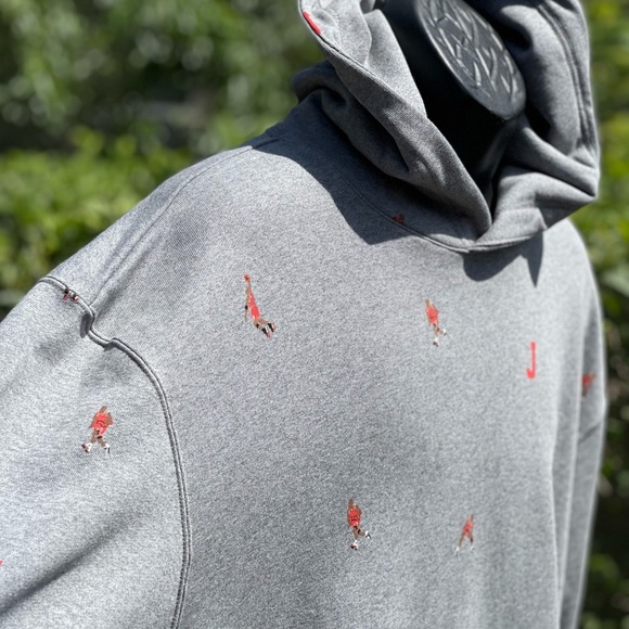 NIKE AIR JORDAN ESSENTIAL STATEMENT ALLOVER HOODIE GRAY - Picture 6 of 8
